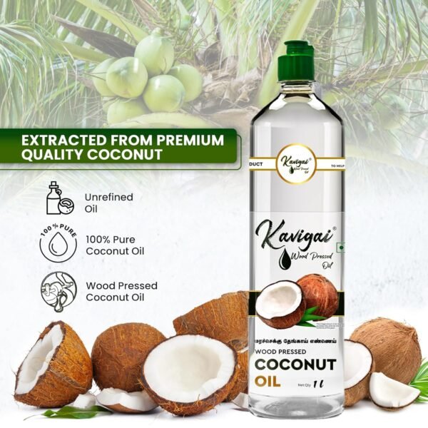 கவிகை தேங்காய் மரச்செக்கு எண்ணெய் ( Coconut oil 1 litre) - Image 6