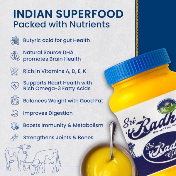 Sri Radha Ghee | Traditional Method | Pure & Natural | Rich Aroma & Flavor | Perfect for Cooking, Pooja & Healthy Sweets | Chemical-Free | Premium Ghee for Babies & Daily Essentials- 1 Litre - Image 5