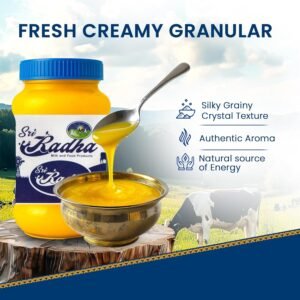 Sri Radha Ghee | Traditional Method | Pure & Natural | Rich Aroma & Flavor | Perfect for Cooking, Pooja & Healthy Sweets | Chemical-Free | Premium Ghee for Babies & Daily Essentials- 500 ml