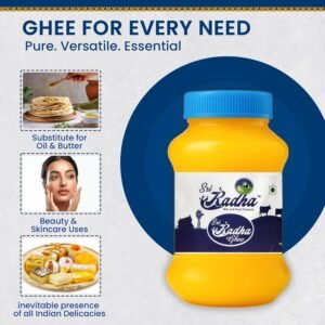Sri Radha Ghee | Traditional Method | Pure & Natural | Rich Aroma & Flavor | Perfect for Cooking, Pooja & Healthy Sweets | Chemical-Free | Premium Ghee for Babies & Daily Essentials- 500 ml