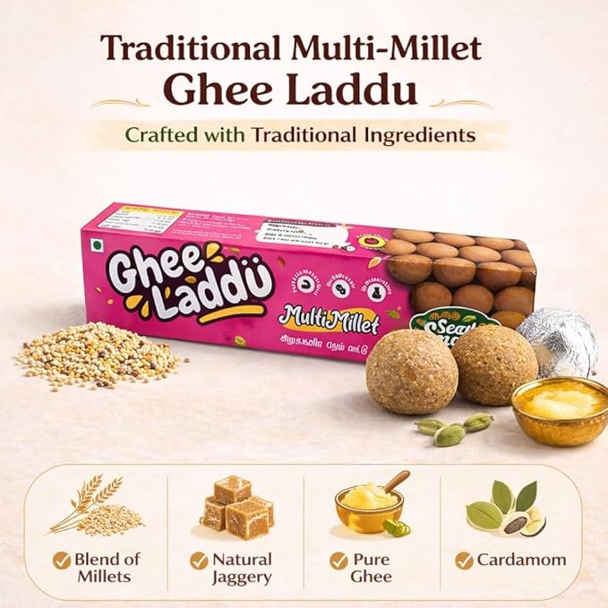 Seed2Snack Multi-Millet Ghee Ladoos | Desi Ghee & Jaggery Sweetened | Nutrient-Rich, Sugar-Free Millet Snack – Energy Boosting, Gut-Friendly Healthy Treat for All Ages (pack of 2) - Image 7