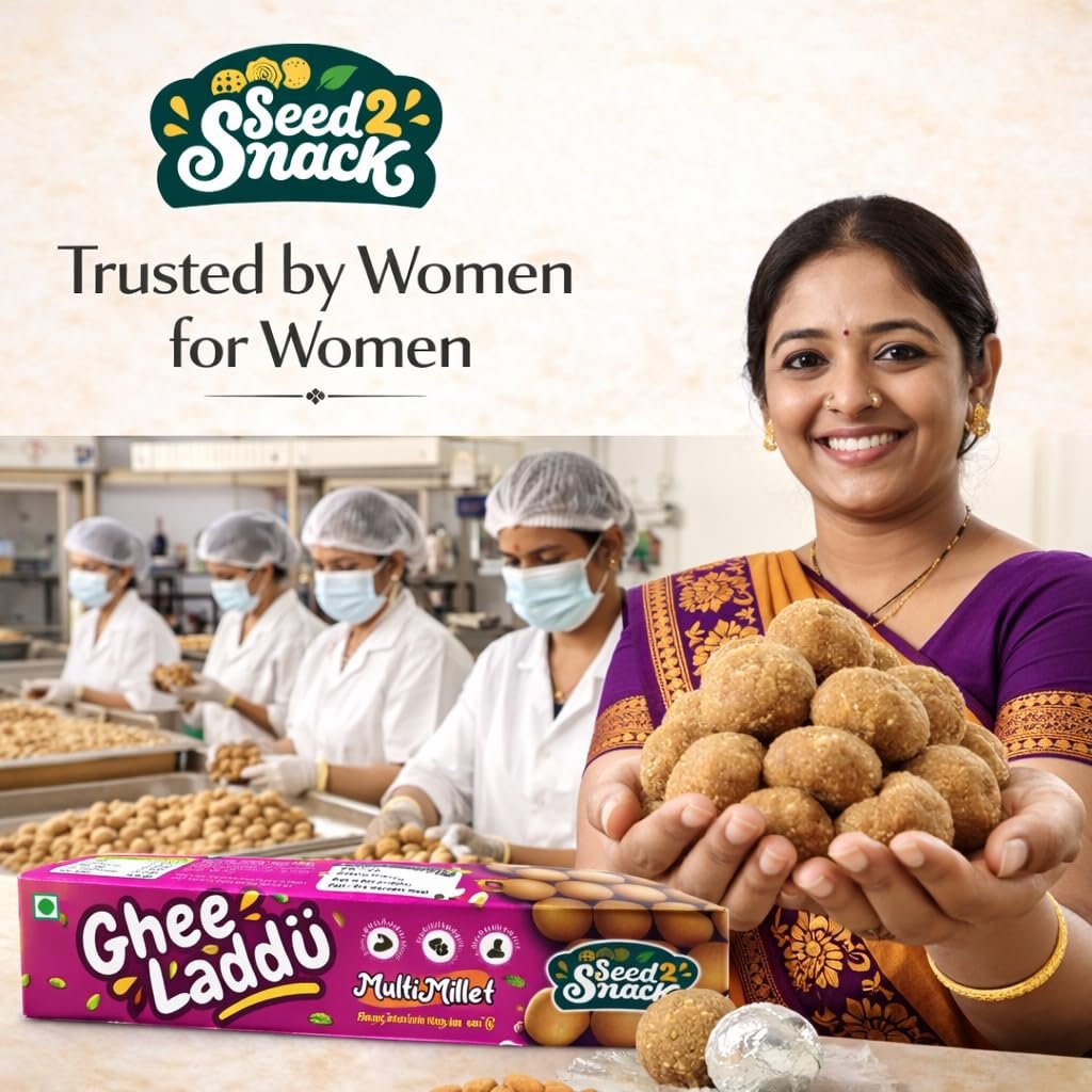 Seed2Snack Multi-Millet Ghee Ladoos | Desi Ghee & Jaggery Sweetened | Nutrient-Rich, Sugar-Free Millet Snack – Energy Boosting, Gut-Friendly Healthy Treat for All Ages (pack of 2) - Image 3
