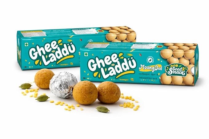 Seed2Snack Green Gram (Moong Dal) Ghee Laddu with Jaggery | Light & Protein Rich Traditional Sweet | Healthy Snack for Women, Kids & Elders (pack of 2)