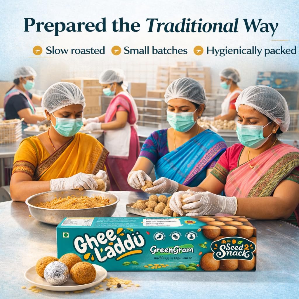 Seed2Snack Green Gram (Moong Dal) Ghee Laddu with Jaggery | Light & Protein Rich Traditional Sweet | Healthy Snack for Women, Kids & Elders (pack of 2) - Image 7